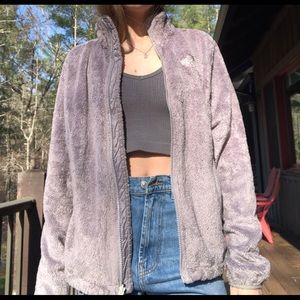 North Face Gray Zip Up Fleece Jacket
